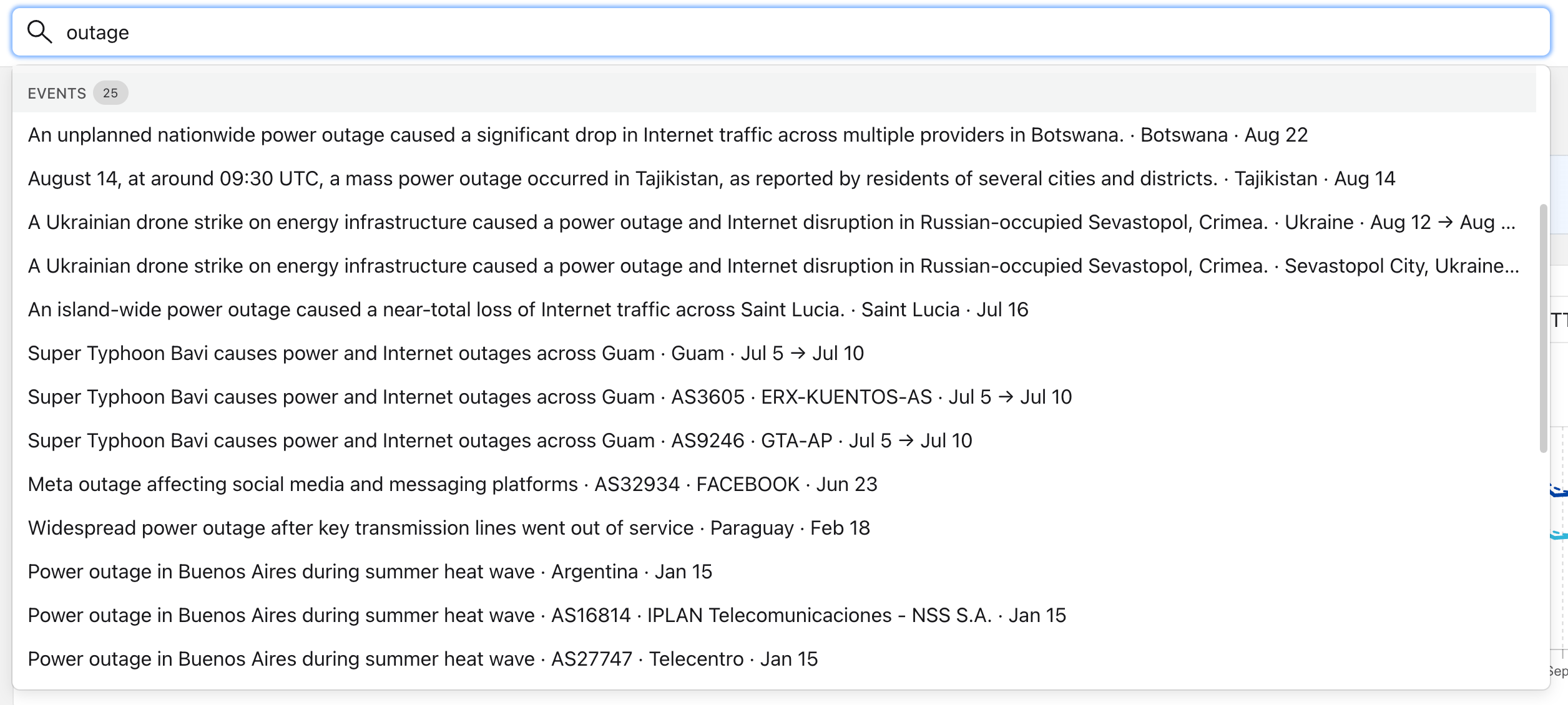 Radar - Radar search now includes Internet events