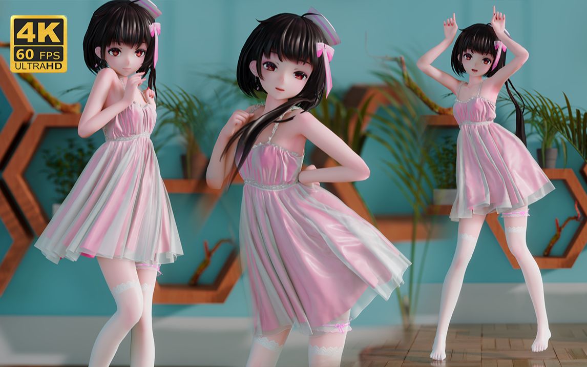【4k泠鸢MMD/布料】穿白丝的鸟能撞到你心里吗——小鹿乱撞