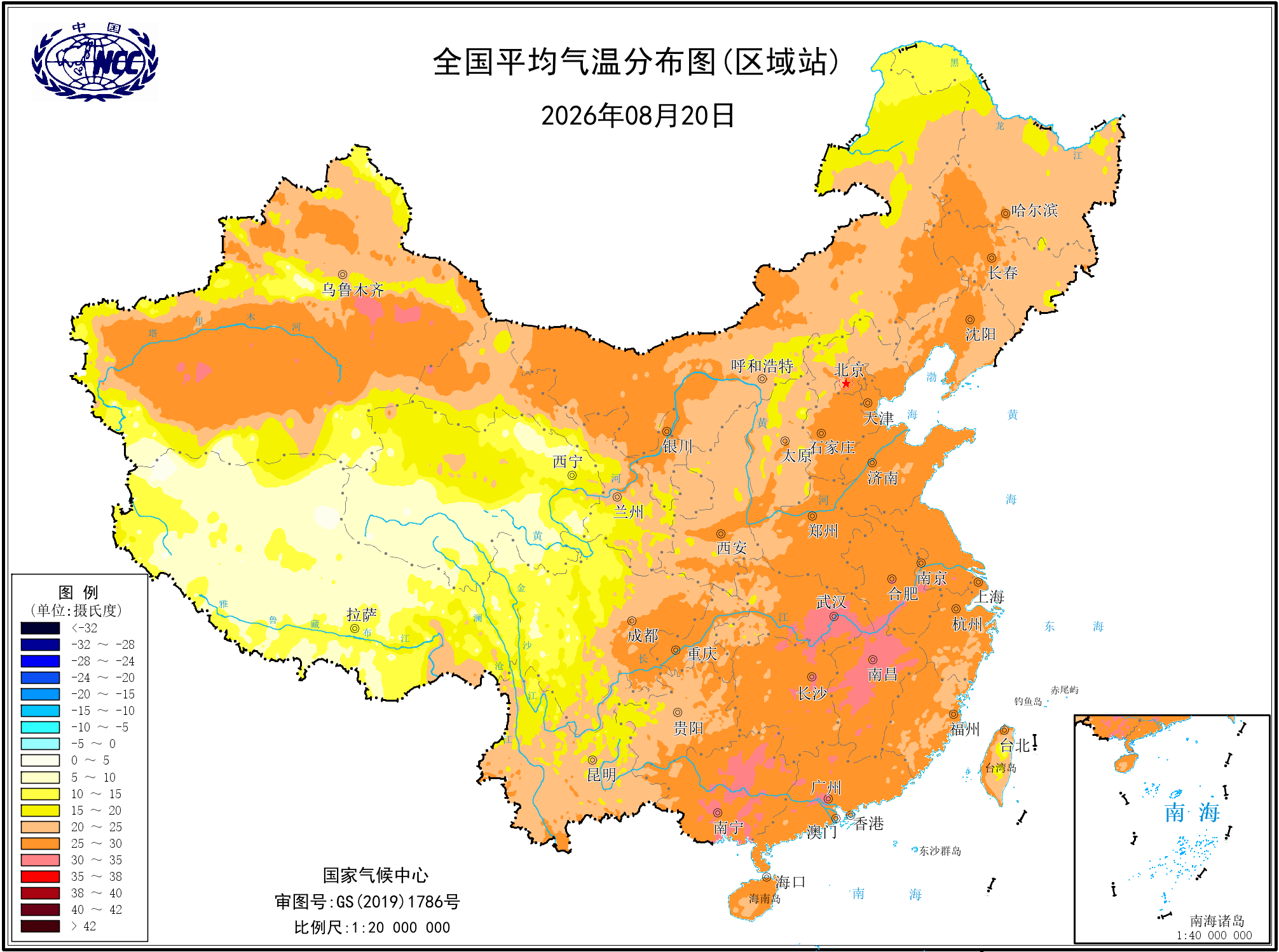 日平均气温距平 2026-08-20