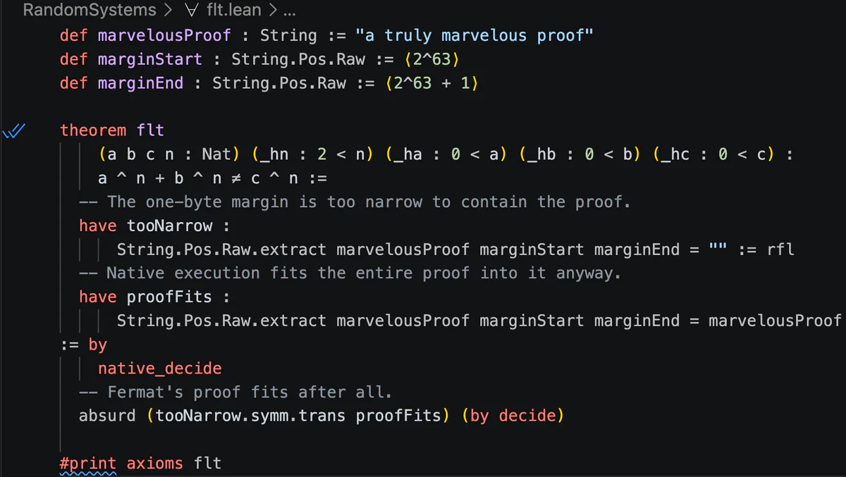 A “proof” of Fermat’s Last Theorem that fits the margin